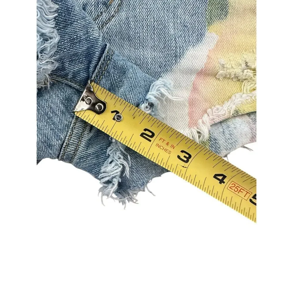BDG Urban Outfitters High Rise Distress Dree Cheeky Shorts Size 25W Blue Jean